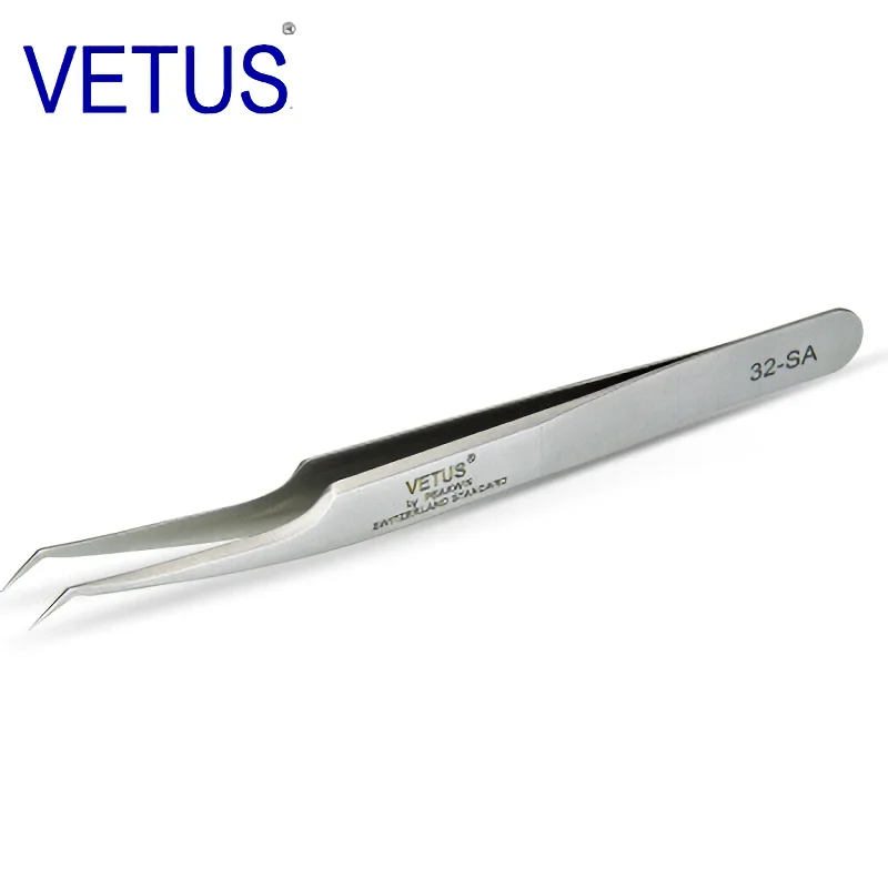 VETUS Original 32-SA Tweezers Hyperfine High Precision Non-magnetic Anti-acid Pincers Eyelashes Grafting Manicure ESD Forceps