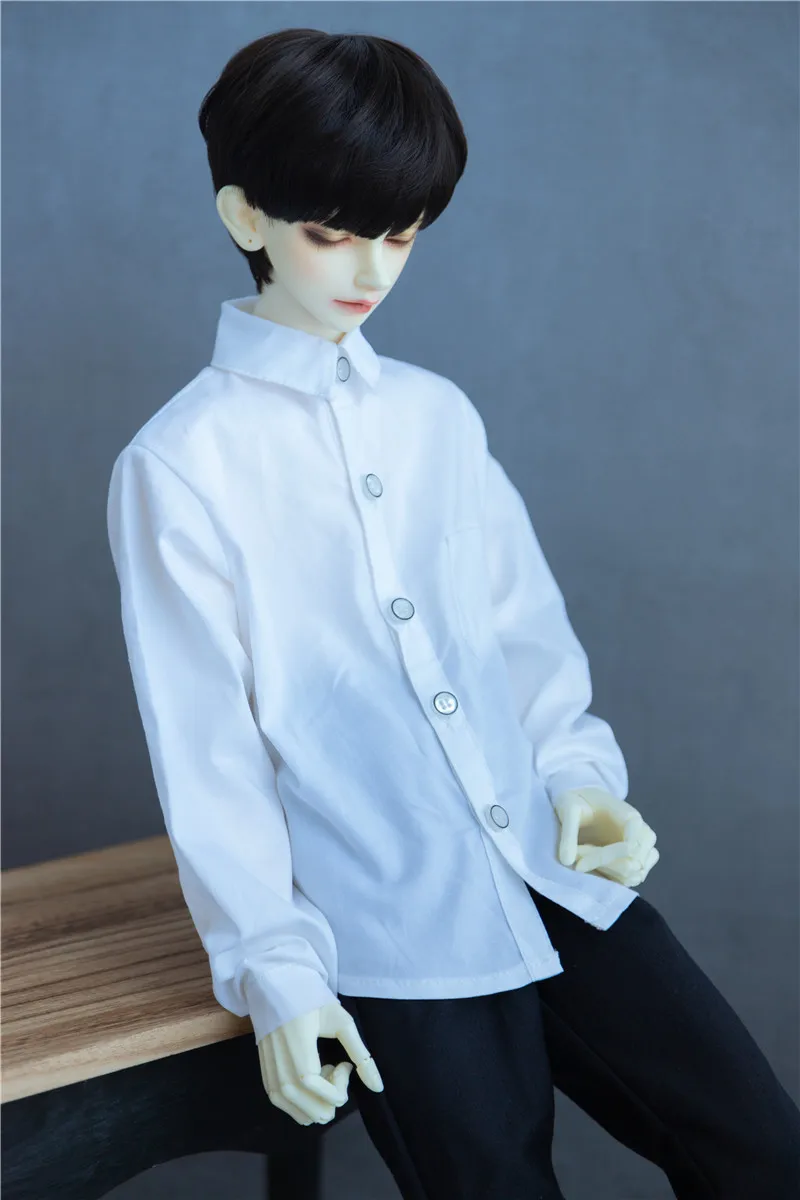 BJD Doll Clothes T-shirt Boys Handsome Stand Collar Top White Black Classic Color All-match 1/3 SD13 SD17 Gift Doll Accessories