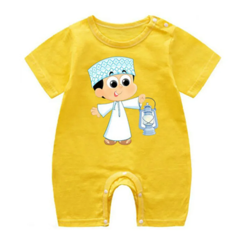 Baby Jumpsuit Baby One-piece Romper Summer Climbing Short Sleeve Flat Feet Cartoon Arabian Children Outfit Baby Rompers Clothes