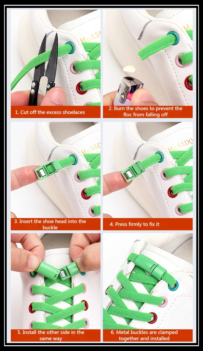 20 Farben Flache Schnürsenkel für Sneaker, Elastische Schnürsenkel ohne Binden, Schnelles An- und Ausziehen, Lazy Shoes Schnürsenkel Gummiband – Detail 8
