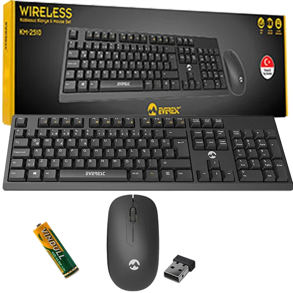 EVEREST KM-2510 WIRELESS Q MULTİMEDİA KEYBOARD + MOUSE SET BLACK