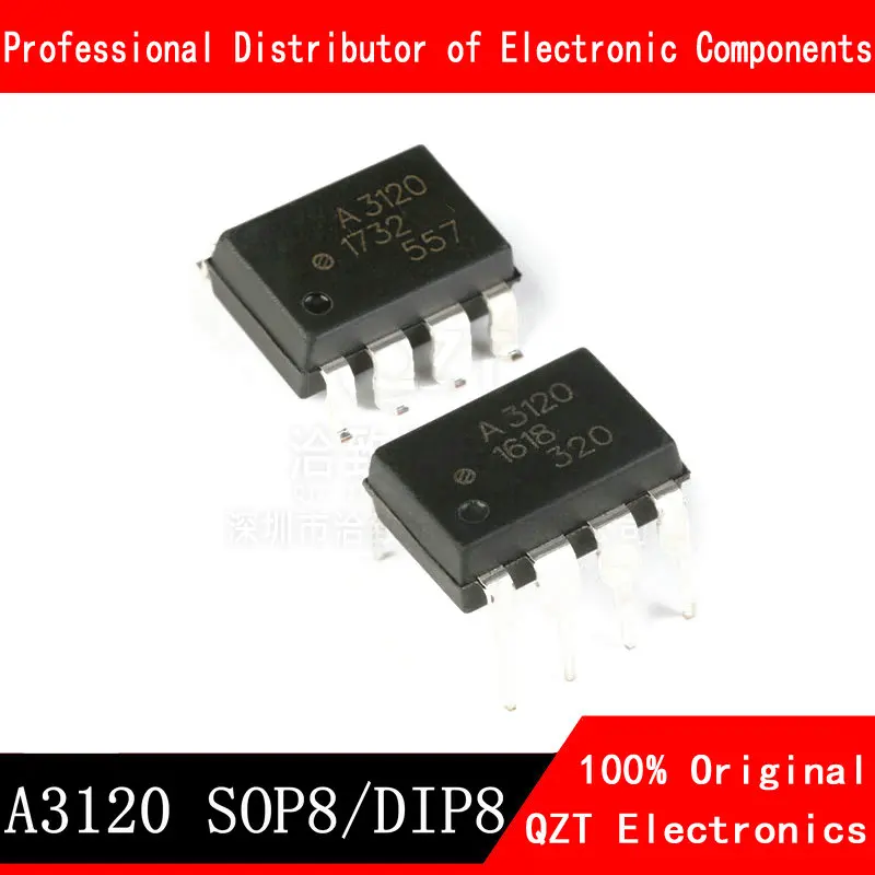 10 Buah/Lot A3120 HCPL3120 HCPL-3120 SOP-8 DIP-8 Optocoupler Optocoupler Patch In-Line Baru Asli Dalam Stok