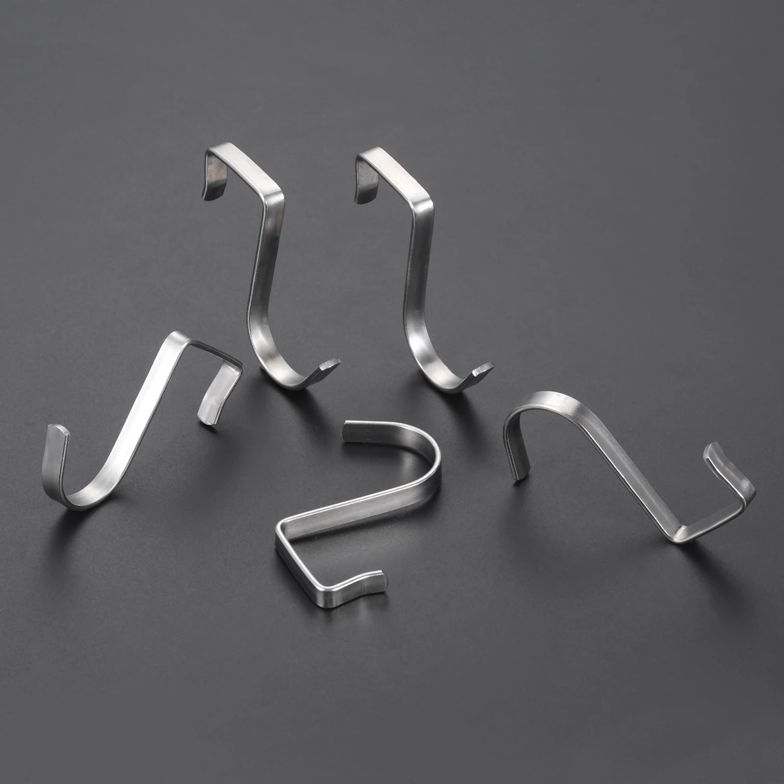 5 PCS Flat S Hooks Metal Silver S Shaped Hanging Hooks for Kitchen Bathroom Bedroom and Office Home Storage 45*20mm