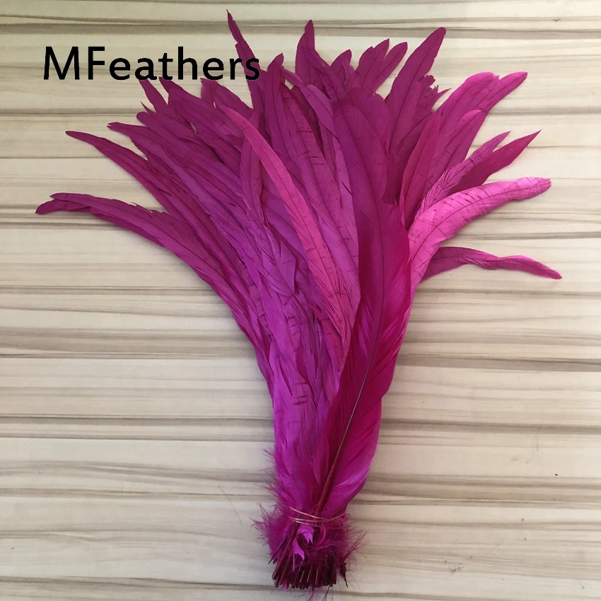 100Pcs Quality hot pink Colored 14-16inch 35-40cm Rooster Tail Feathers For Halloween Carnival Costume Mask 23 Colours Available