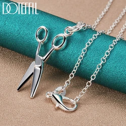 DOTEFFIL 925 Sterling Silver 16-30 Inch Chain Scissors Pendant Necklace For Woman Fashion Wedding Engagement Party Charm Jewelry
