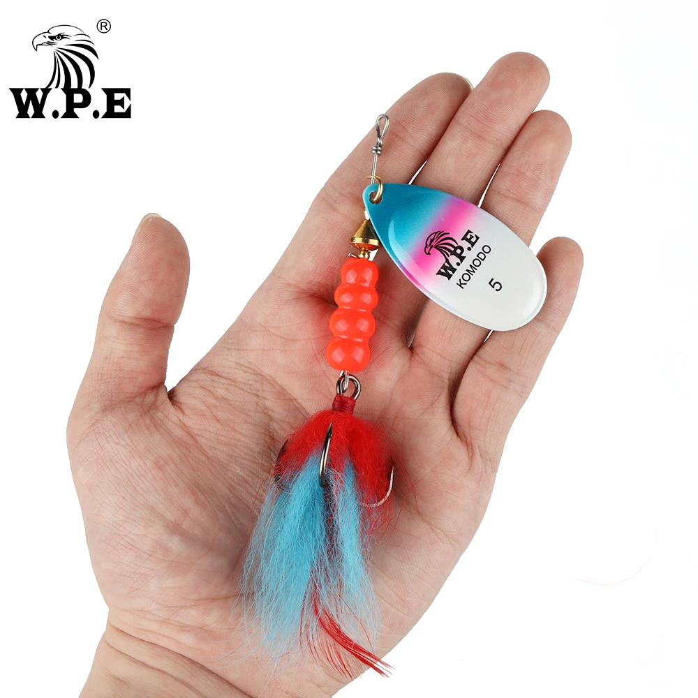 W.P.E Señuelo giratorio cuchara plumas metálicas – Cebo multicolor - imagen 2