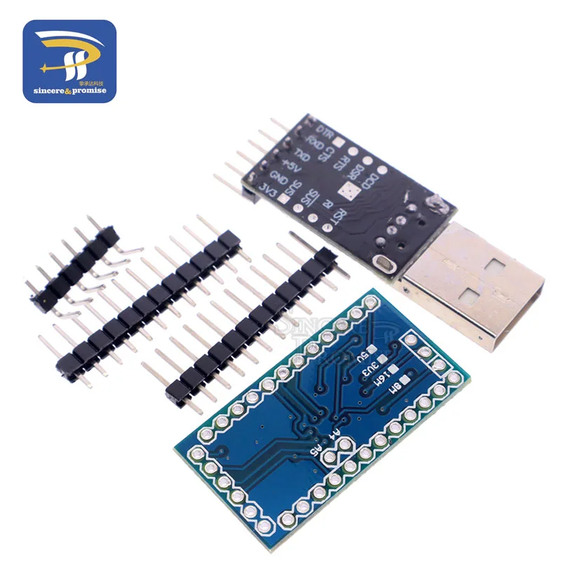 1PCS 6pin CP2102 USB 2.0 to TTL UART Module + 1PCS Pro Mini Module Atmega328 5V 16M For Arduino Compatible With Nano