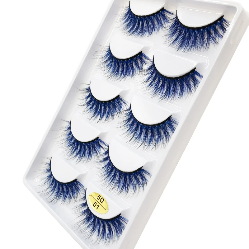 

Flash Girl Real Mink Eyelash 5 Pairs Colorful Light and Soft Charming Eyelashes for Makeup Maquiage 5D01 5D02 5D03 5D04
