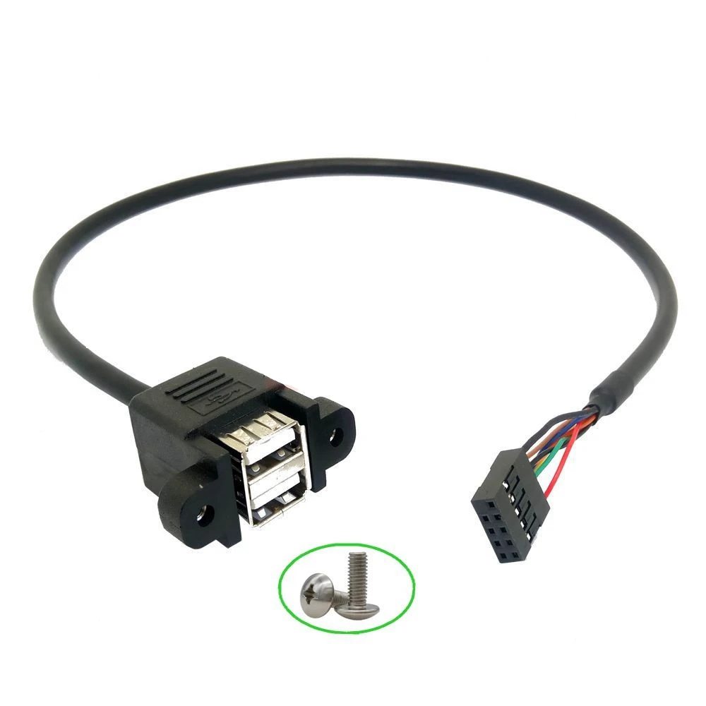 Ph2.54 terminal board 9-pin to USB2.0 dual port connected wire with screw hole 9pin to USB2.0 cable