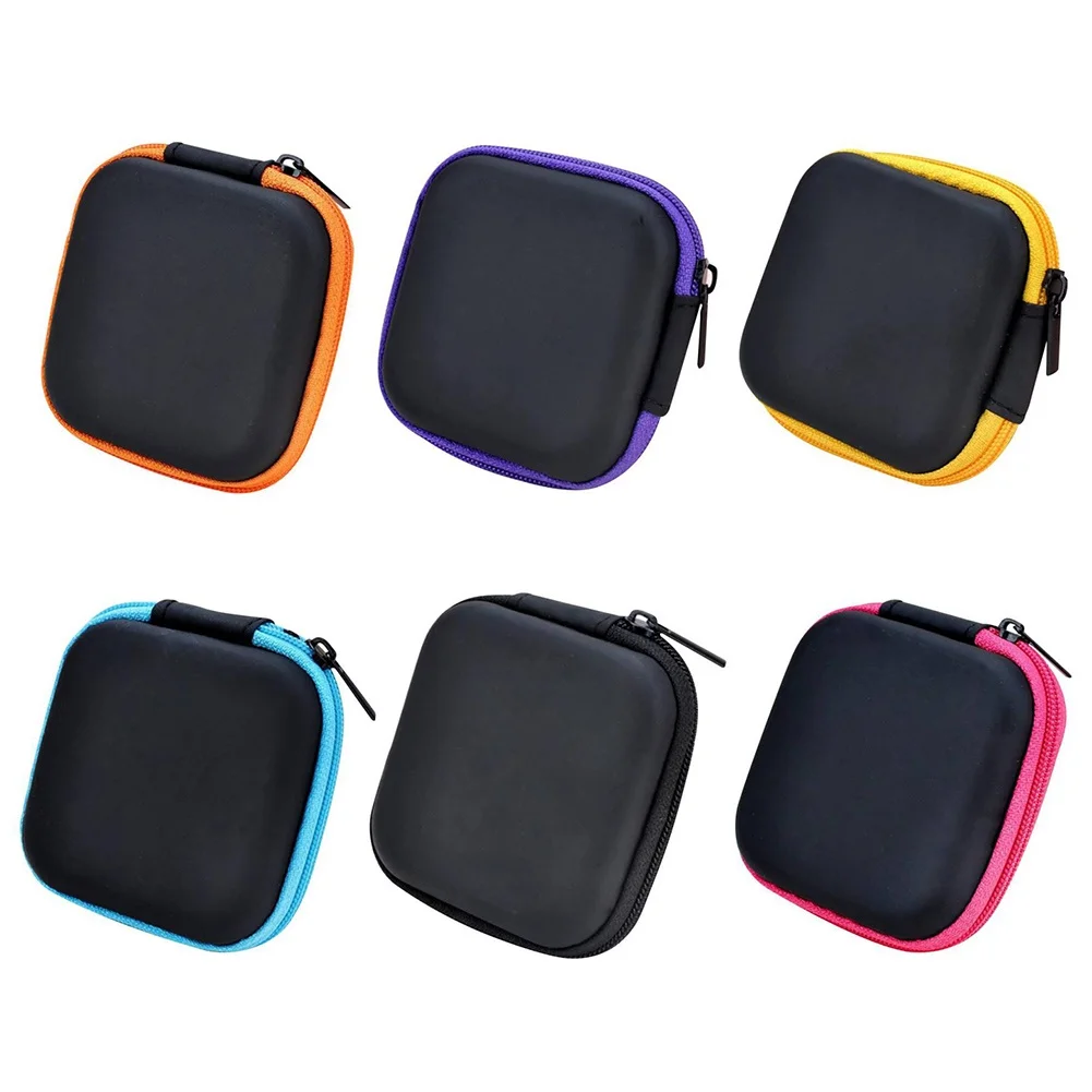 New Square Mini Universal Zipper Earphone Cable Data Cord Storage Bag Case Pouch
