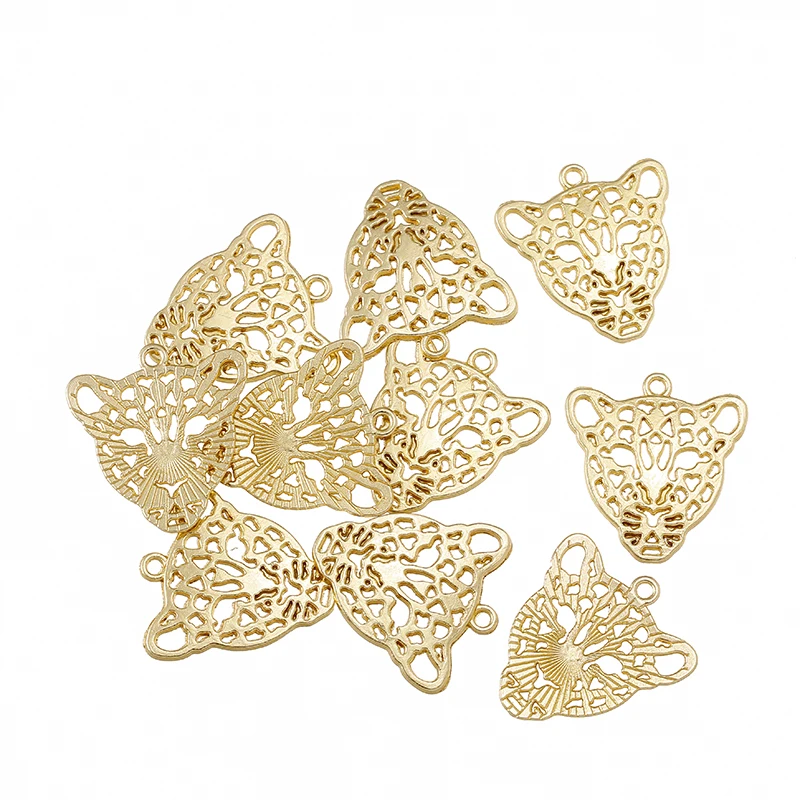 9pcs free shipping Champagne gold colour charms diy metal  leopard pendant for necklace&bracelets jewelry making 28*26 mm D959