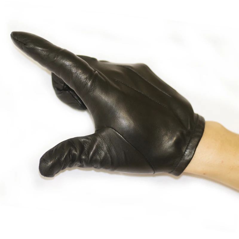 Man Ultrathin Unlined Whole Piece Of Italy Leather Short Gloves Black