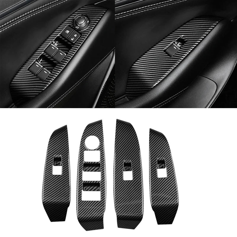LHD!! For Mazda 6 M6 Atenza 2019 2020 Carbon Style Window Switch Button Frame Decoration Cover Trim Car Styling