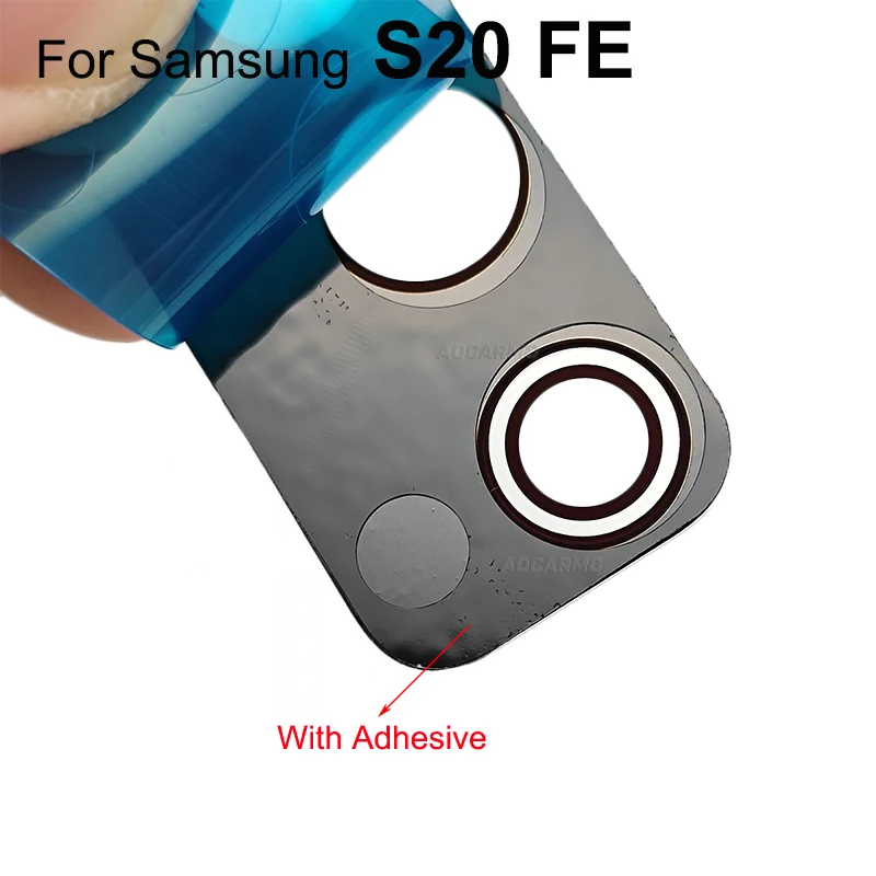 Aocarmo For Samsung Galaxy S20 FE Rear Back Camera Lens Glass With Frame Cover Sticker Replacement Parts