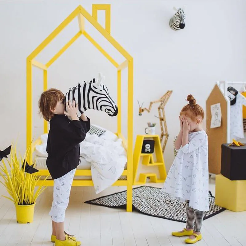 Pluszowa głowa Zebra/słoń/żyrafa Baby Girl Room Decor zasłony ścienne dla dziecka sypialnia do montażu na ścianie dzieci wypchane zwierzę Nordic zabawki