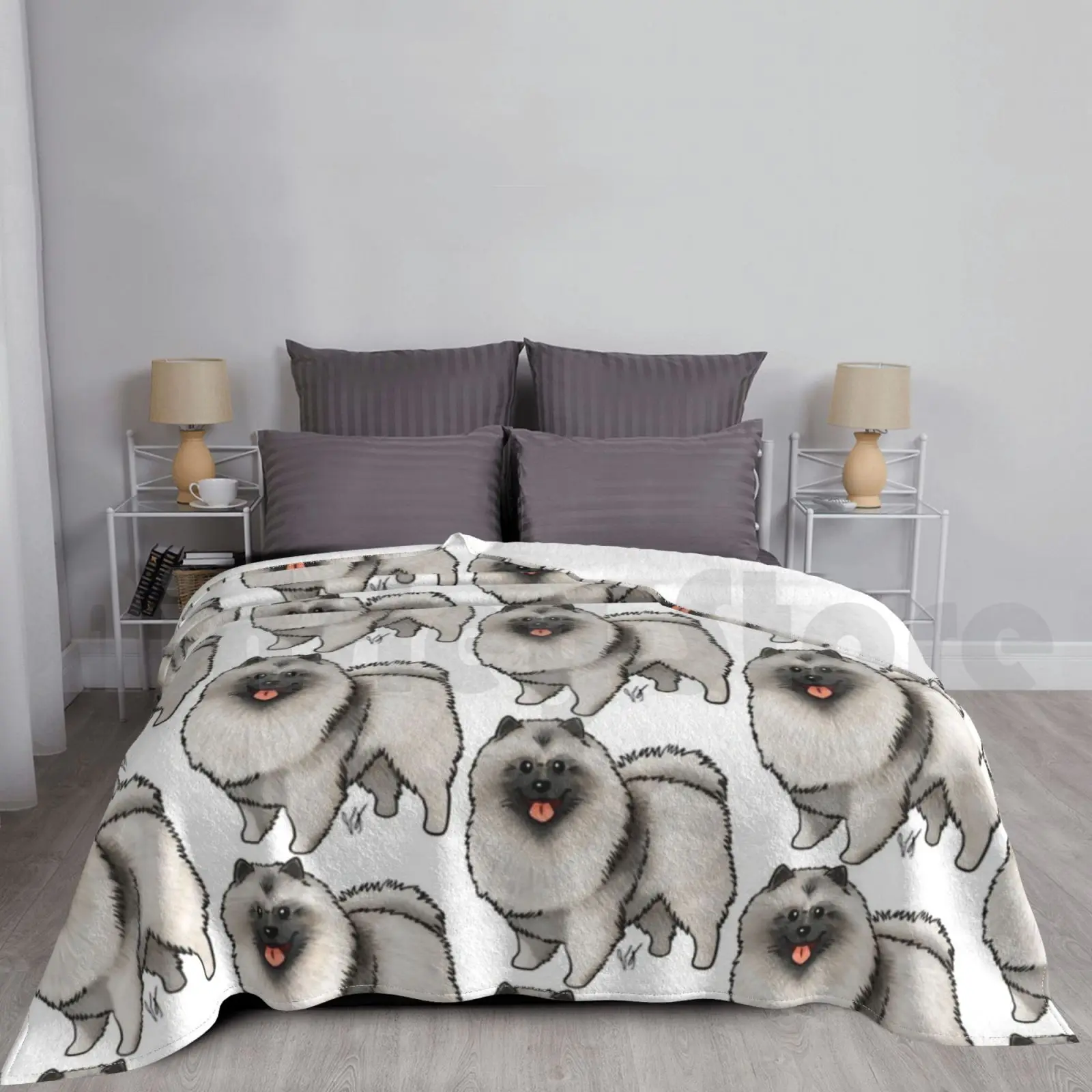 Keeshond Blanket For Sofa Bed Travel Keeshond Keeshound Keyshound Keys Hound Pomeranian Smiling Dutchman Spitz