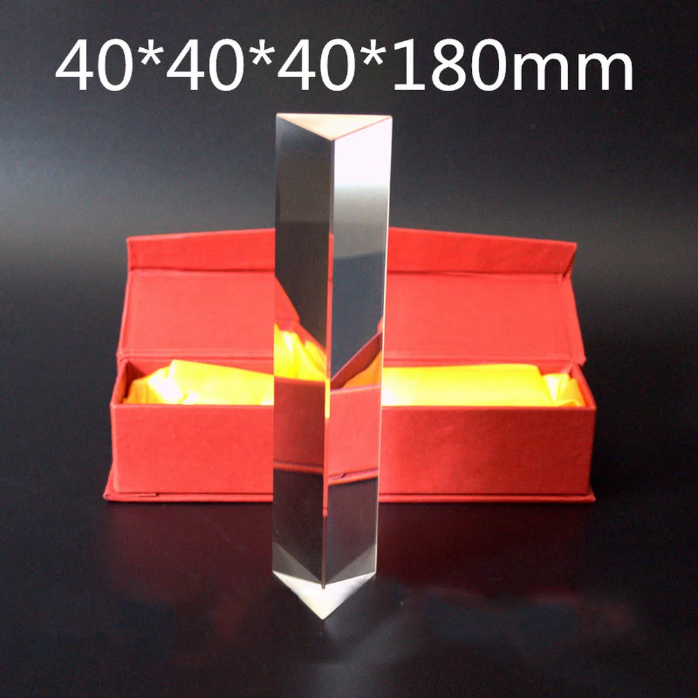 Rainbow Crystal Prism 40*40*180Mm Triangular Prism Large Rainbow Photo Gift Experimental Equipment Optical Glass