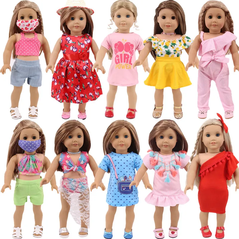 Doll Dress New Swimsuit Short Suit Mask For 18 Inch American Doll Girls & 43 Cm New Born Baby Items,Our Generation,Accessories