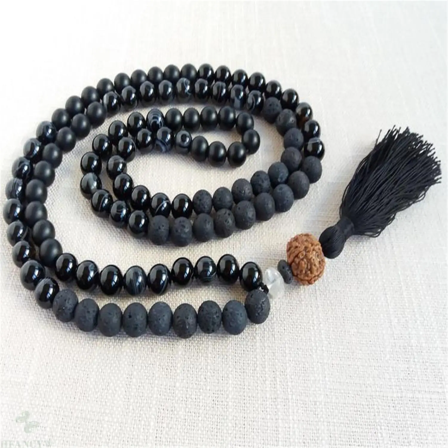 

6 mm black agate volcanic 108 beads necklace Men's Yoga Jewelry bracelet Women's Mala Meditation Energy Necklace Chakra Prayer