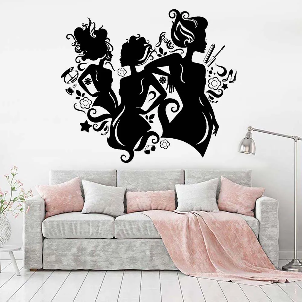 

Beautiful Woman Wall Decal Beauty Salon Home Decor Fashion Cosmetics Spa Vinyl Waterproof Wall Stickers Bathroom Decoration Z130