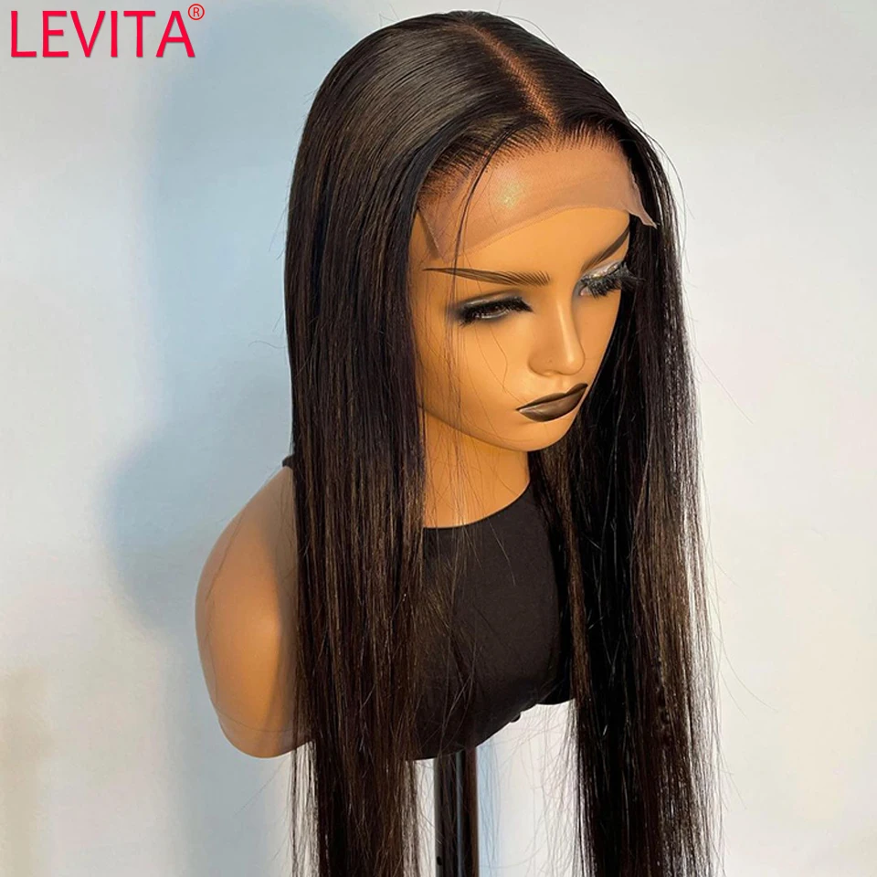 30 Inch Bone Rechte Kant Voor Pruik Braziliaanse 13X4 Human Hair Hd Kant Frontale Pruiken Voor Vrouwen 4X4 Vetersluiting Pruik