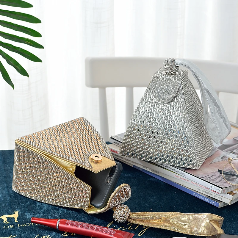 The Rhineston Cute shaped triangle Evening Clutch bag
