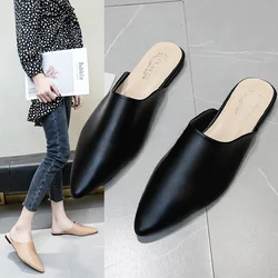 Pointed Toe Flat Slippers spring summer outdoorshoes woman mules slippers Baotou flat heel sets semi slippers Mueller shoes