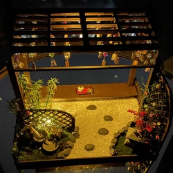 DIY Wooden Doll House Miniature Furniture With LED Kit Japanese Campanula Courtyard Dollhouses Assemble Toy Children Gift Casa