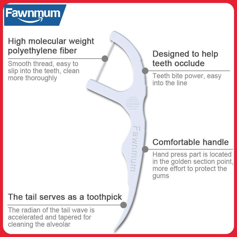 Зубная нить Fawnmum, 50 шт., ультратонкие зубочистки, межзубная щетка, чистая зубная нить, зубочистка, стоматология, уход за деснами полости рта