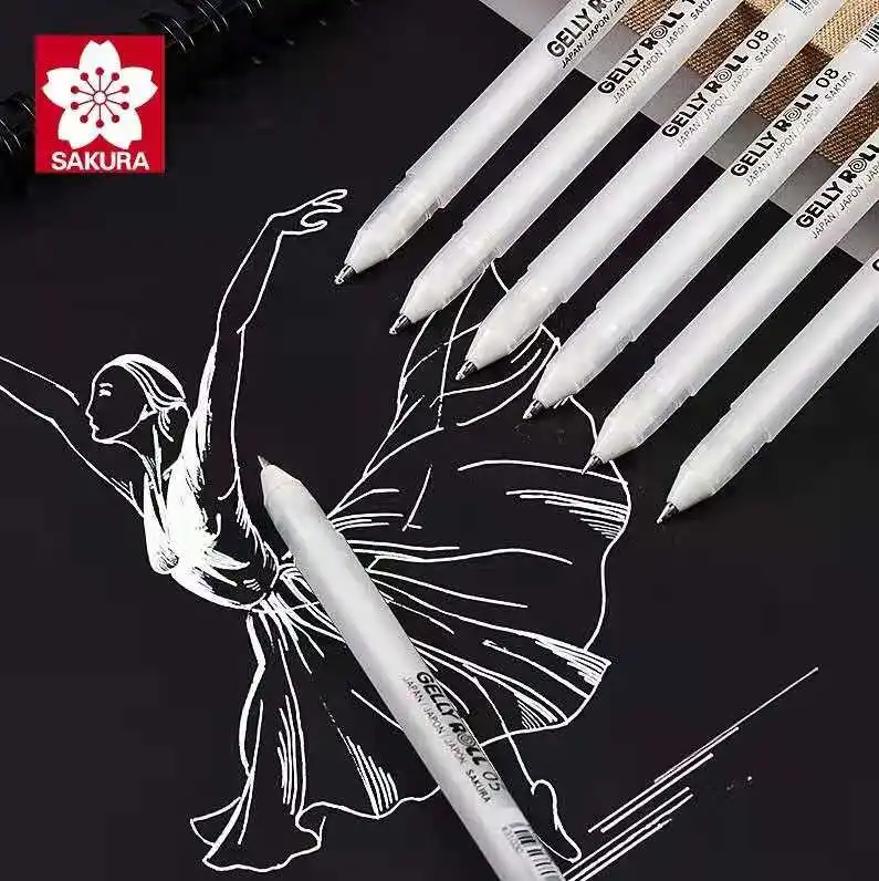 12pcs Japan Sakura XPGB Gelly Roll Gel Ink Pen White 05/08/10 Sketch Highlight Marker Pen Drawing Art Supplies