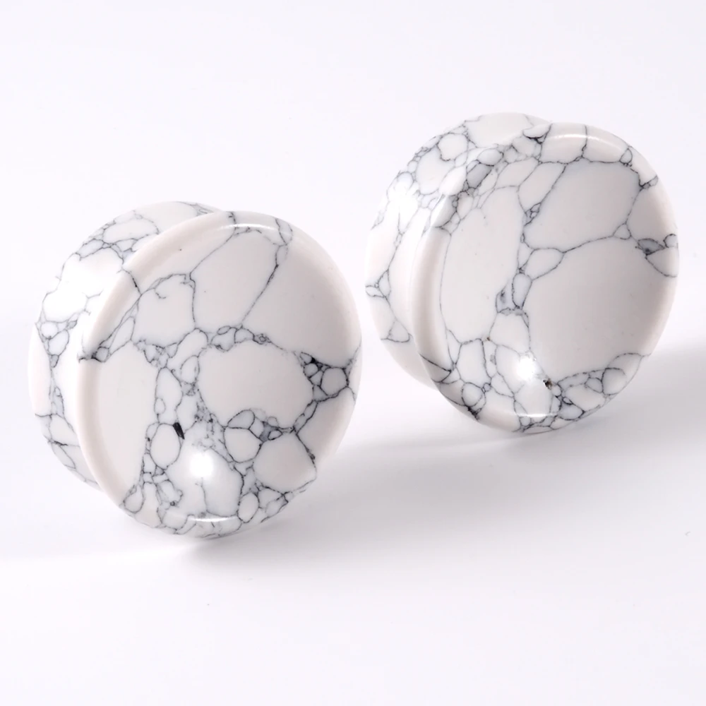 2pcs Stone Ear Gauges Concave Plug Tunnel Ear Weight Ear Expanders Ear Stretcher Women Men Body Piercing Jewelry 6mm-25mm