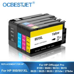 Cartucho de tinta de repuesto para impresora HP 950XL, recambio de tinta compatible con 951XL, 950, 951 XL, HP Officejet Pro, 8100, 8600, 8610, 8620, 251dw, 276dw, marca de terceros