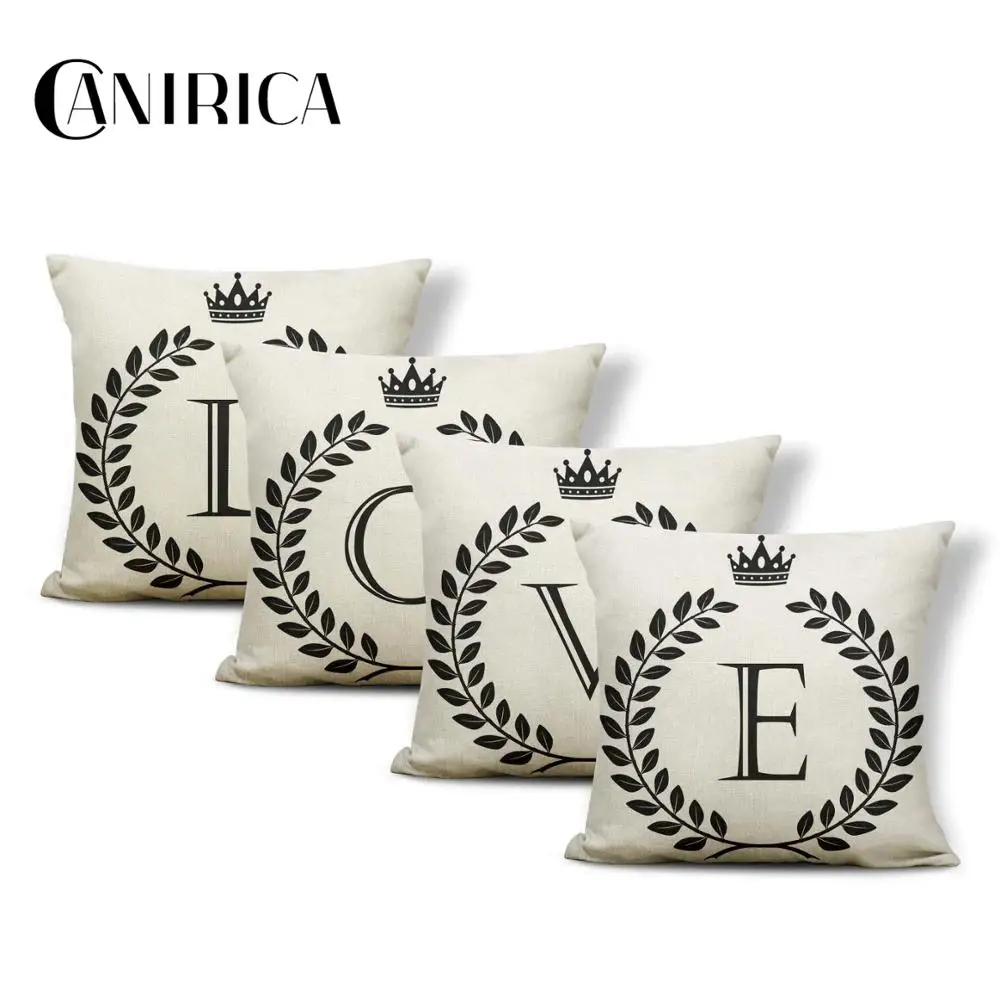 CANIRICA Letter Pillow Cover Nordic Decoration Home Decorative Pillows Cushion Cover For Sofa Housse De Coussin Customized