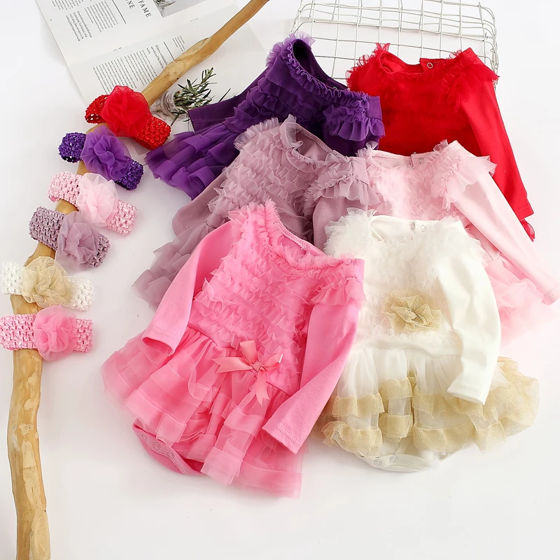 Ruffles Spring Newborn Baby Girl Dress Lace Princess 1st Year Birthday Dresses Infant Party Clothes