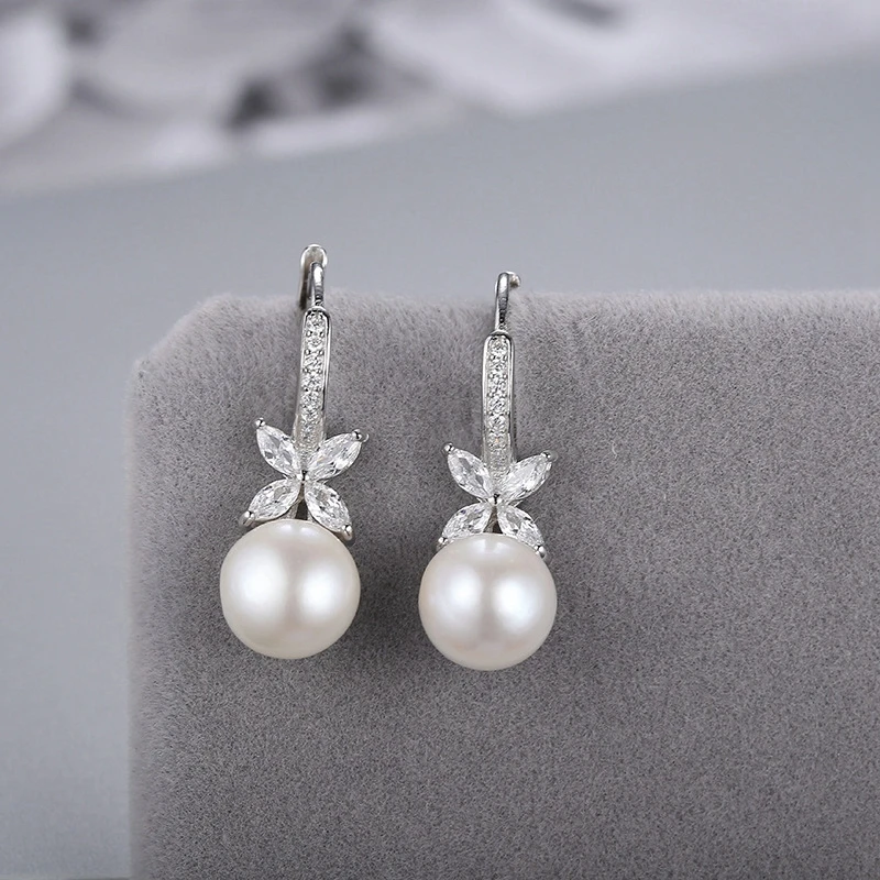 Fine Jewelry Genuine 100% 925 Sterling Silver Butterfly Earrings Luxury Pearl Earring For Women Wedding Silver 925 Jewelry Gifts