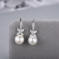 Fine Jewelry Genuine 100% 925 Sterling Silver Butterfly Earrings Luxury Pearl Earring For Women Wedding Silver 925 Jewelry Gifts