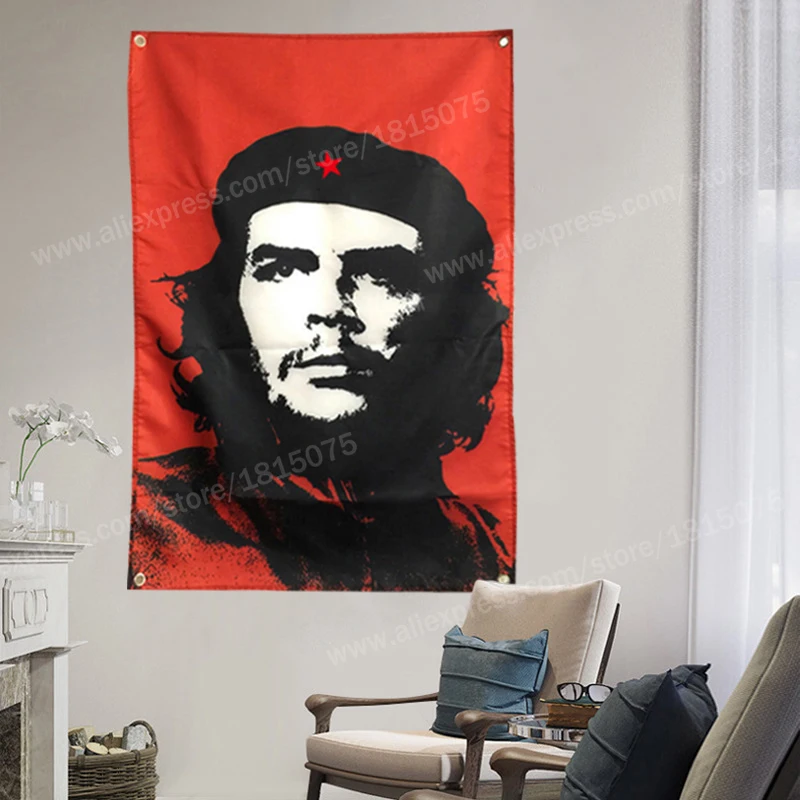 Che Guevara Cuba Flag Banner Polyester 90* 150cm Hang On The Wall 4 Grommets Custom Flag Indoor Decoration