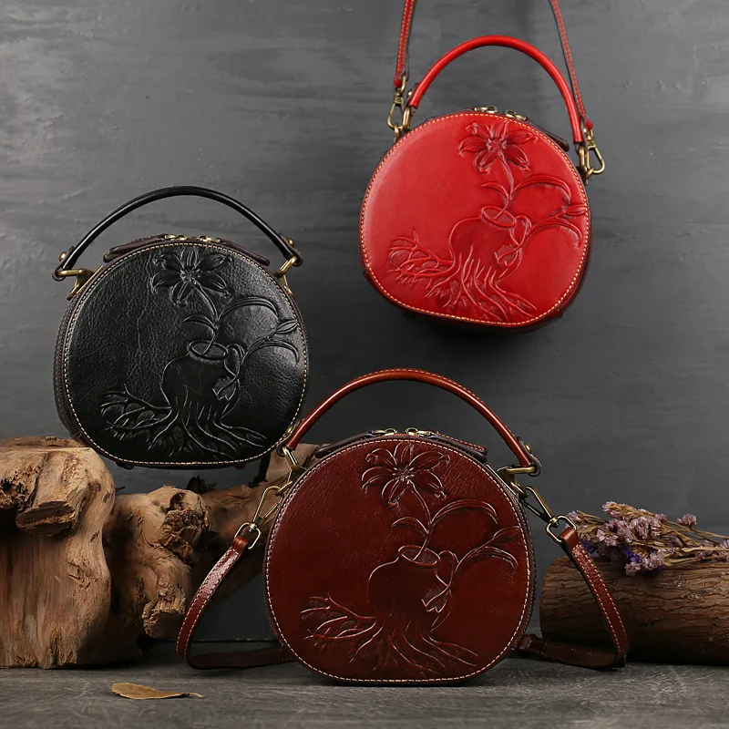 Fashion Hand-Painted Head Layer Cowhide Contracted Large Capacity Women Bag New Retro Multi-Function Shoulder Bags