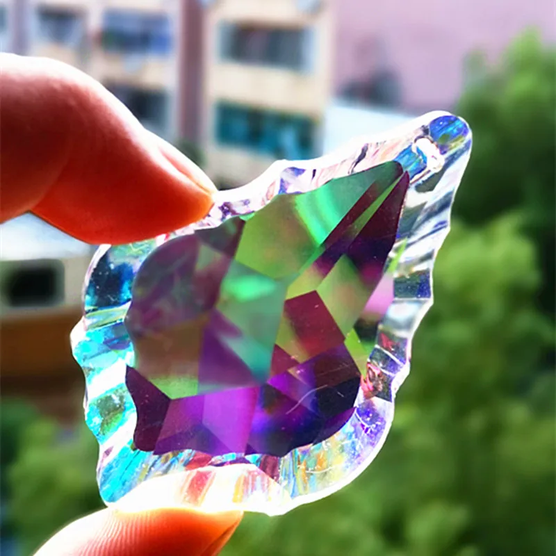(Free Ring) 63mm K9 Crystal  Maple Leaf Champane/ AB/ Clear Color Chandelier Pendant/ Crystal Lighting Part Wedding Decoration