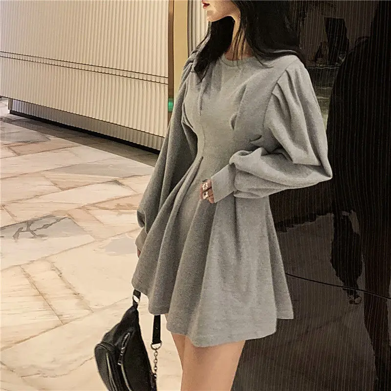 Dress Women School Abdomen Ulzzang Long Sleeve BF Style Harajuku Lovely Girls Newest Mini Daily Soft Popular Spring Pure O-Neck