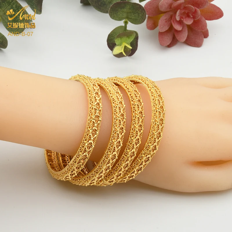 ﻿ANIID Bangles For Women Indian Jewelry Gold Color Bracelets Dubai Designer Wholesale African Brand Luxury Bracelet Moroccan