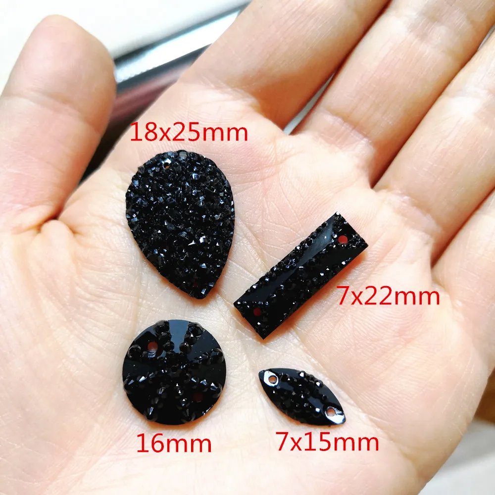 Mix Shape Black Ornamental Sew-on Rhinestones Stones Crystals Flatback Mixed For Sewing Clothes Make Jewel Handcraft Work Shoes