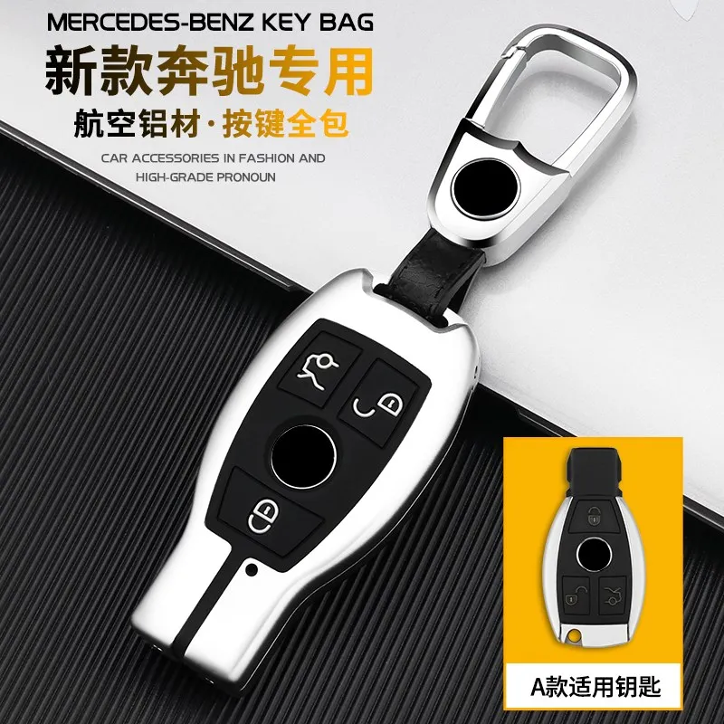 

High-Quality Aluminium Alloy Silicone Car Smart Key Case Cover for Mercedes-Benz E-Class E300L C-Class C260L A200L GLC260L