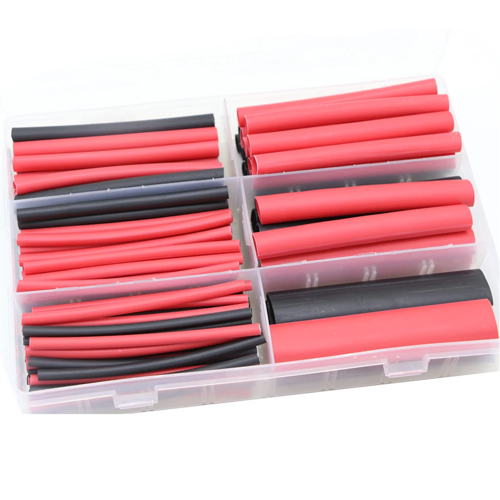 Adesivo de parede dupla Heat Shrink Tubing Kit, melhor cabo manga tubo Assor, 6 tamanhos, 1, 16, 3, 32, 1/8, 3, 16, 1/4 ", 3:1, 130 pcs, 270 PCes