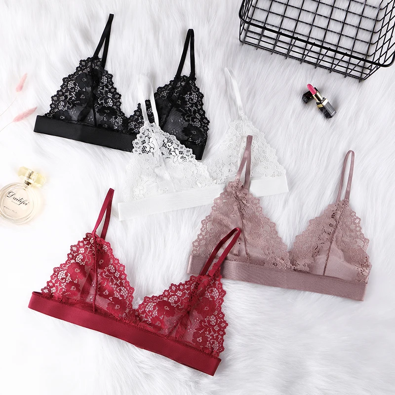 1 Set Women\'s Lingerie Sexy Lace Bra Thongs Set Woman Underwear Bralette Push Up Tube Tops Bras Panties Suit For Lady BANNIROU