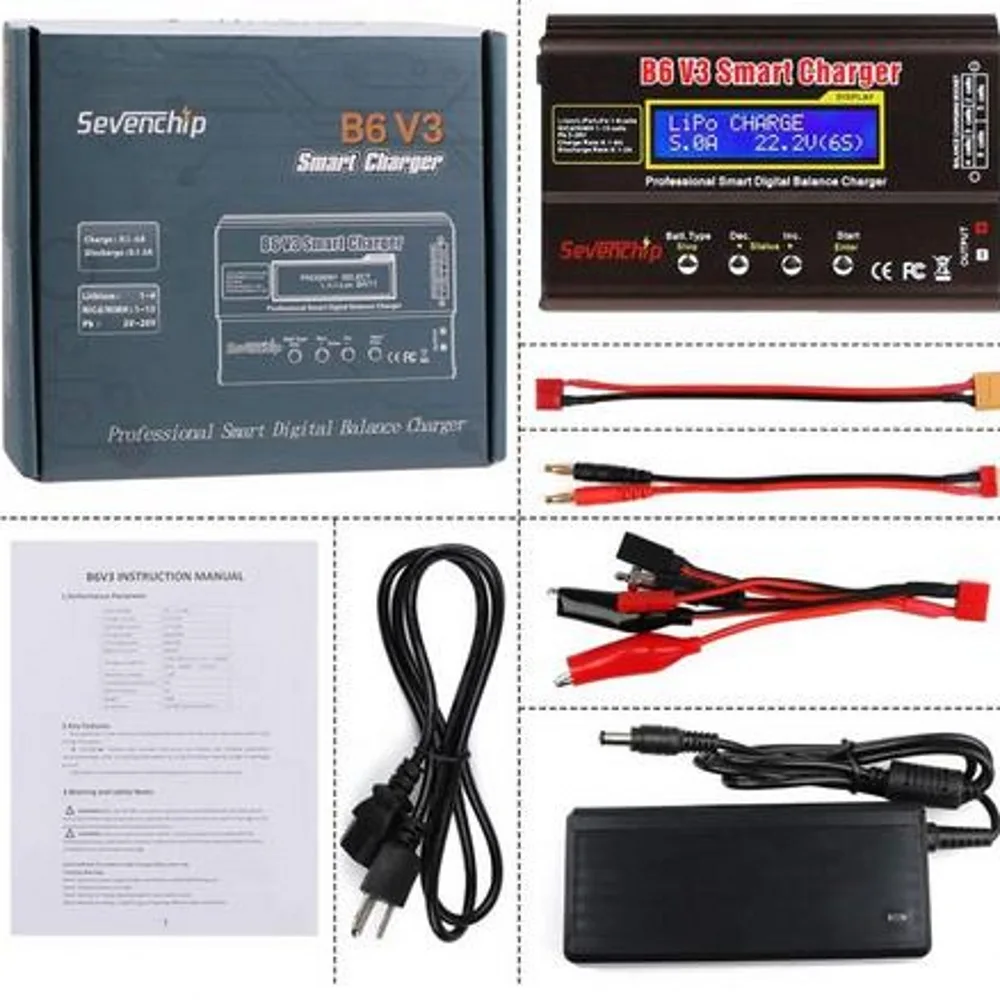 iMAX B6 V3 80W 6A Battery Charger Lipo NiMh Li-ion Ni-Cd Digital RC Charger Lipro Balance Charger Discharger + 15V 6A Adapter