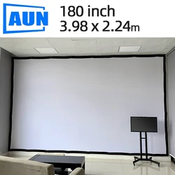 AUN 180 inch Projector Screen Upgrade Thicker Video Game Projector Screen Customize best size fit Room for 1080P 4K Home Theater