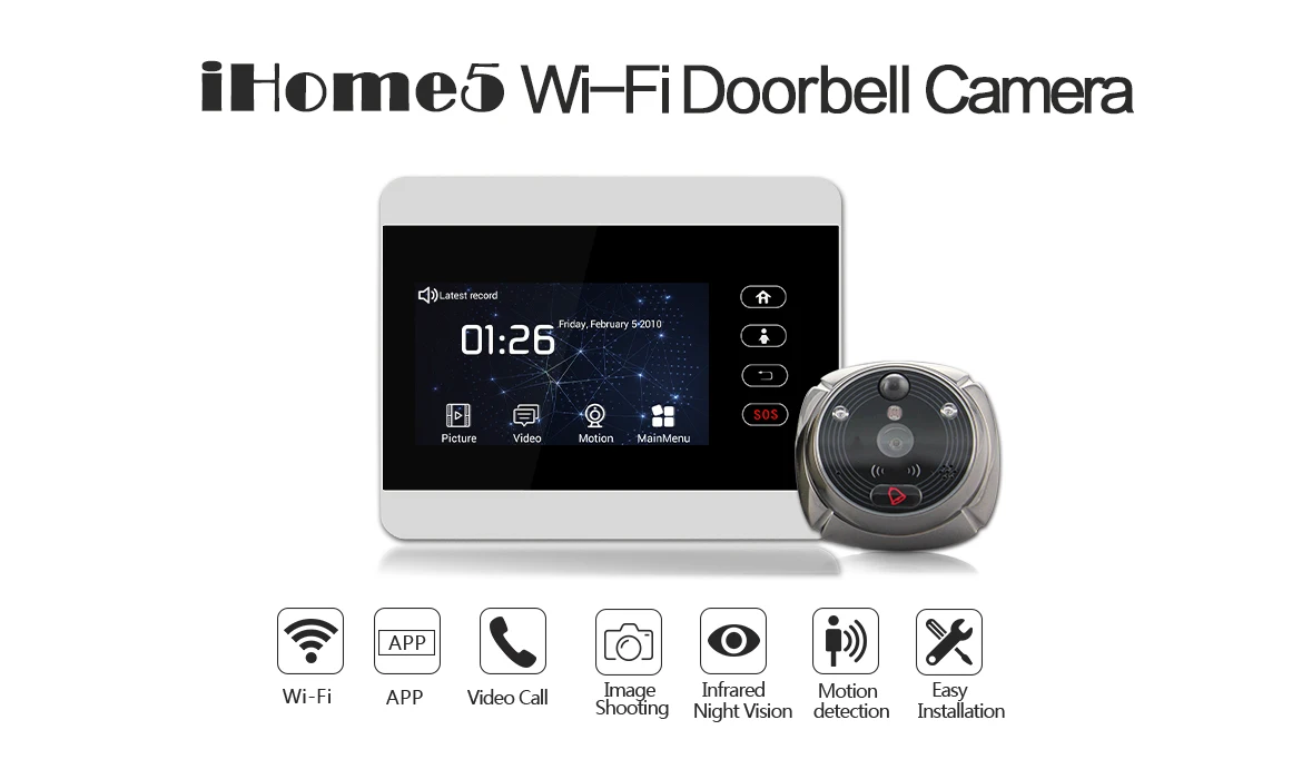 

4.3 Inch WIFI /GSM Doorbell IR Night Vision Motion Detection 7" Video Door Phone Intercom System Visual Peephole Viewer