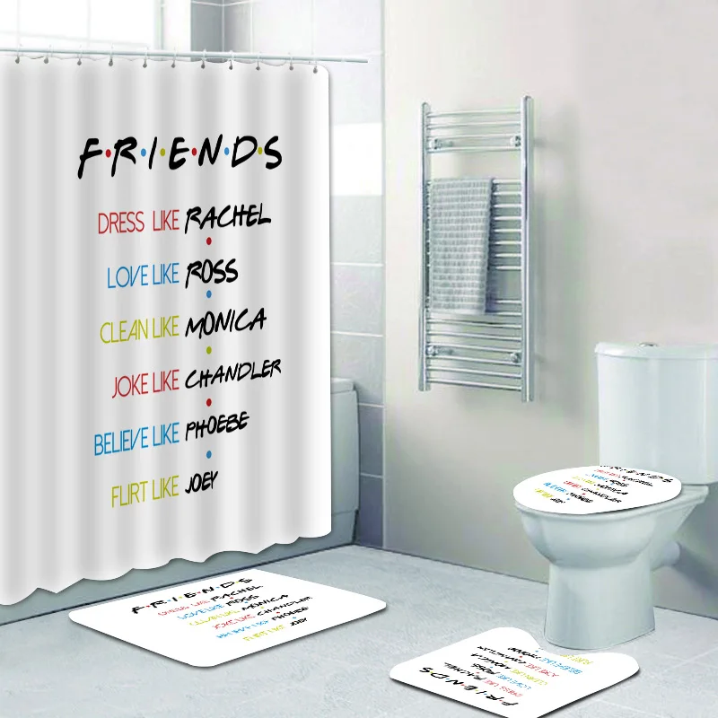 Classic Friends TV Show Bathroom Shower Curtain Set Friends Like Quote Bathroom Curtain Bath Mat Rug Carpet Toilet Cover Decor