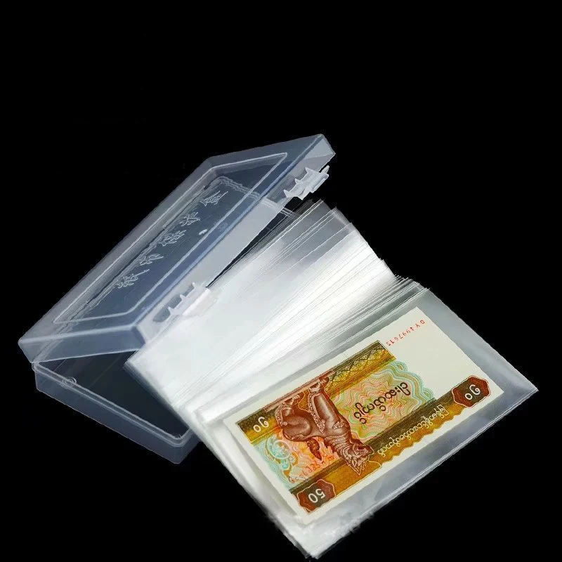 Clear Paper Money Holder Bill Protector Slab Holder Plastic Paper Money Sleeves with Storage Case for Money Bill Banknote Stamp